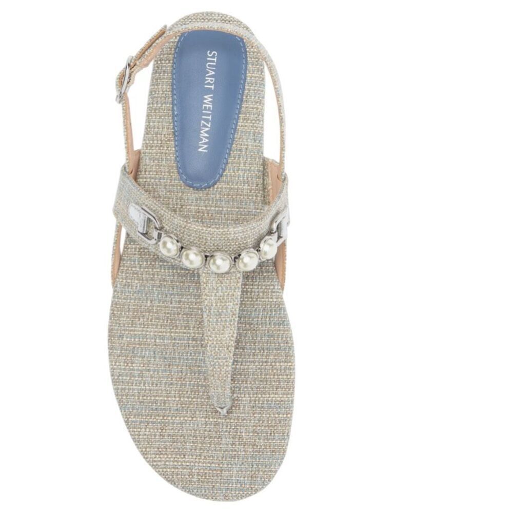 NEW Stuart Weitzman Perla women T-strap sandals in gray/light blue. Size 7
